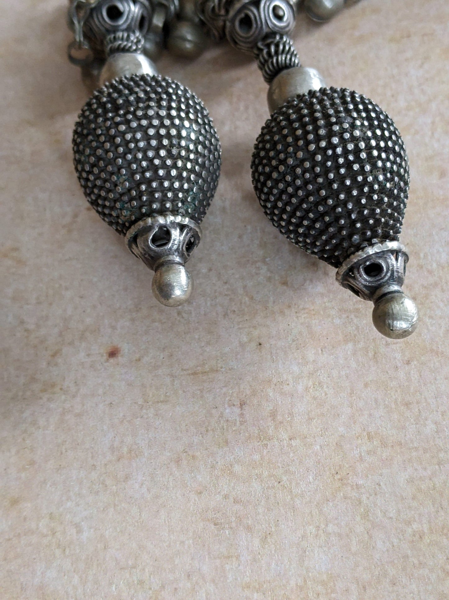 Old Vintage Nuristani Nooristani Earrings Large 12 Gauge (2mm) Tribal Afghan Jewelry (#12545)