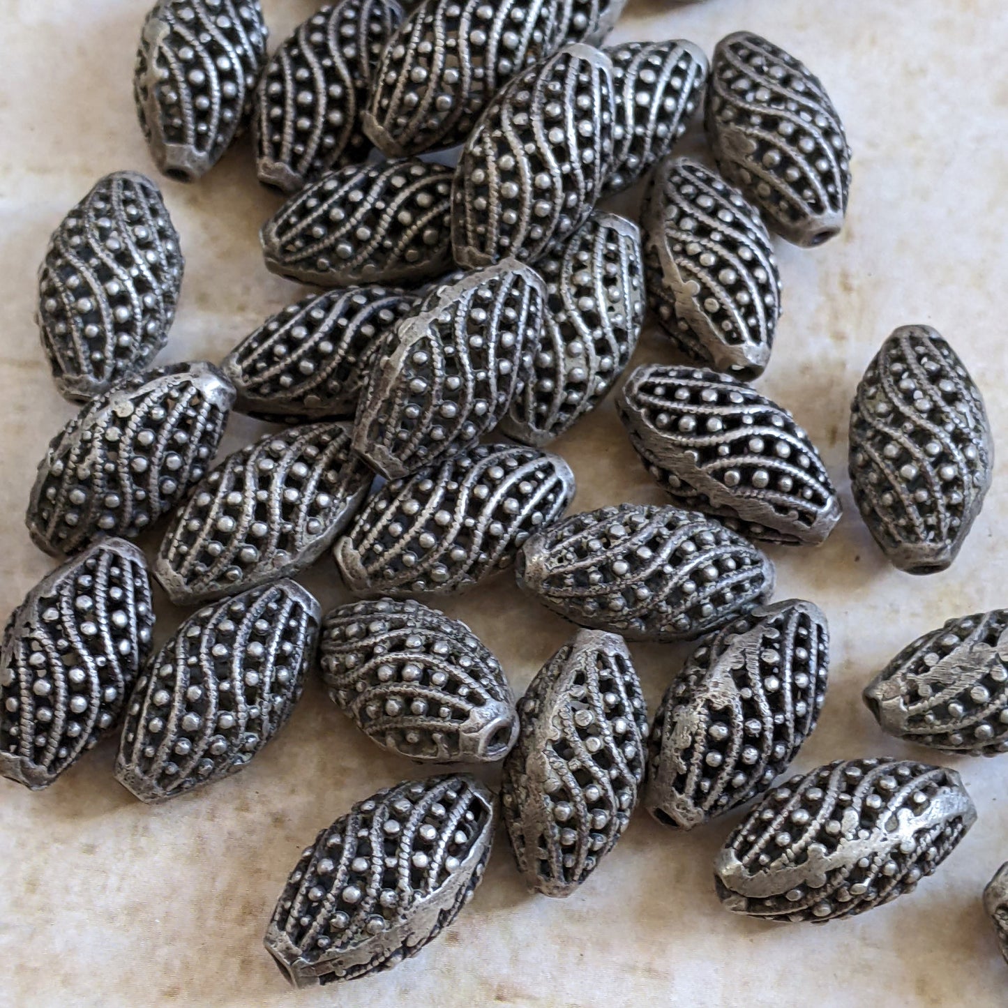 Vintage Silver Beads from Kohistan Pakistan Pick Quantity 21x12mm (15426)