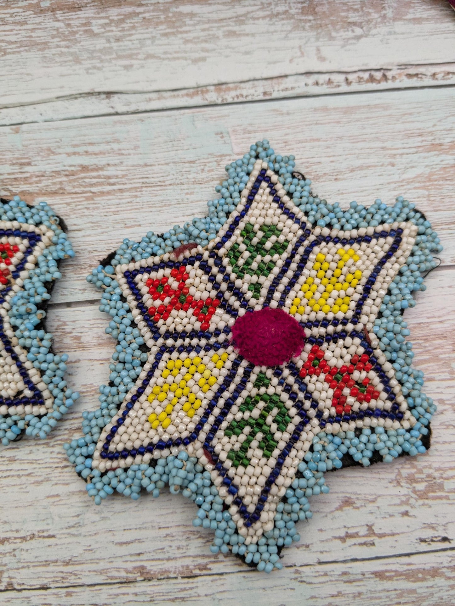 Vintage Kuchi Tribal Gul Beaded Flower Patches (17146)