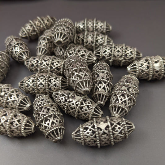 Vintage Silver Beads from Kohistan Pakistan Pick Quantity 28x12mm (15398)