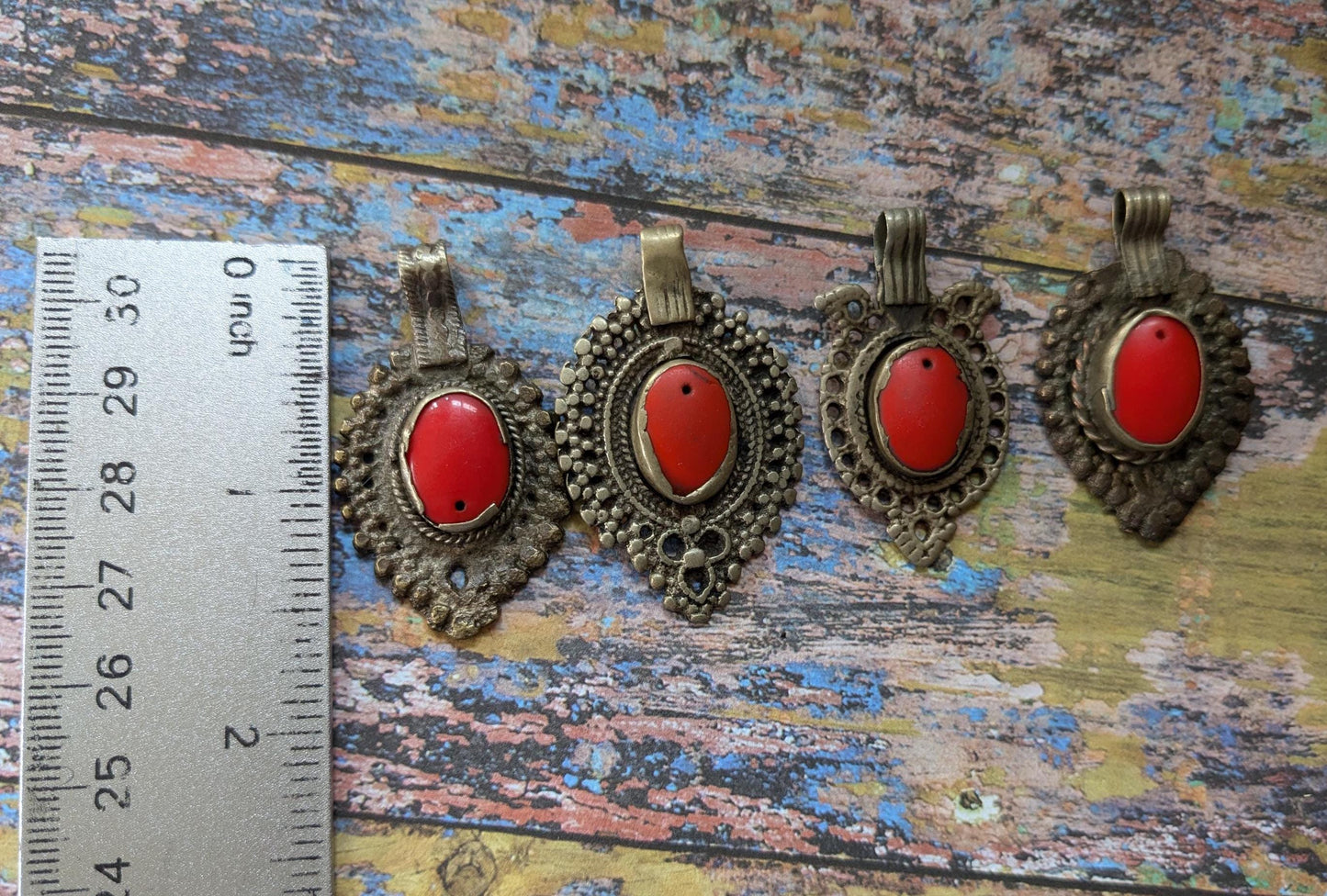 Well-Worn Vintage Tribal Pendants from Waziristan 4 Pieces (16572)