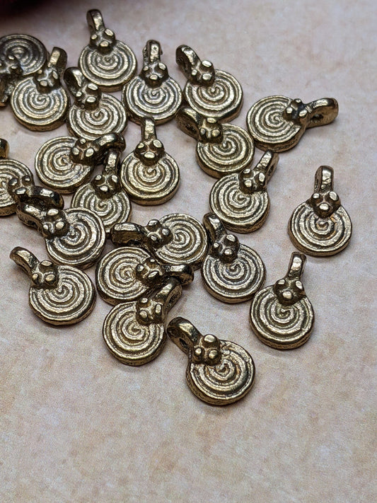 Golden Brass Spiral Charms 11x9mm Jewelry Macramé Supplies Pick Quantity