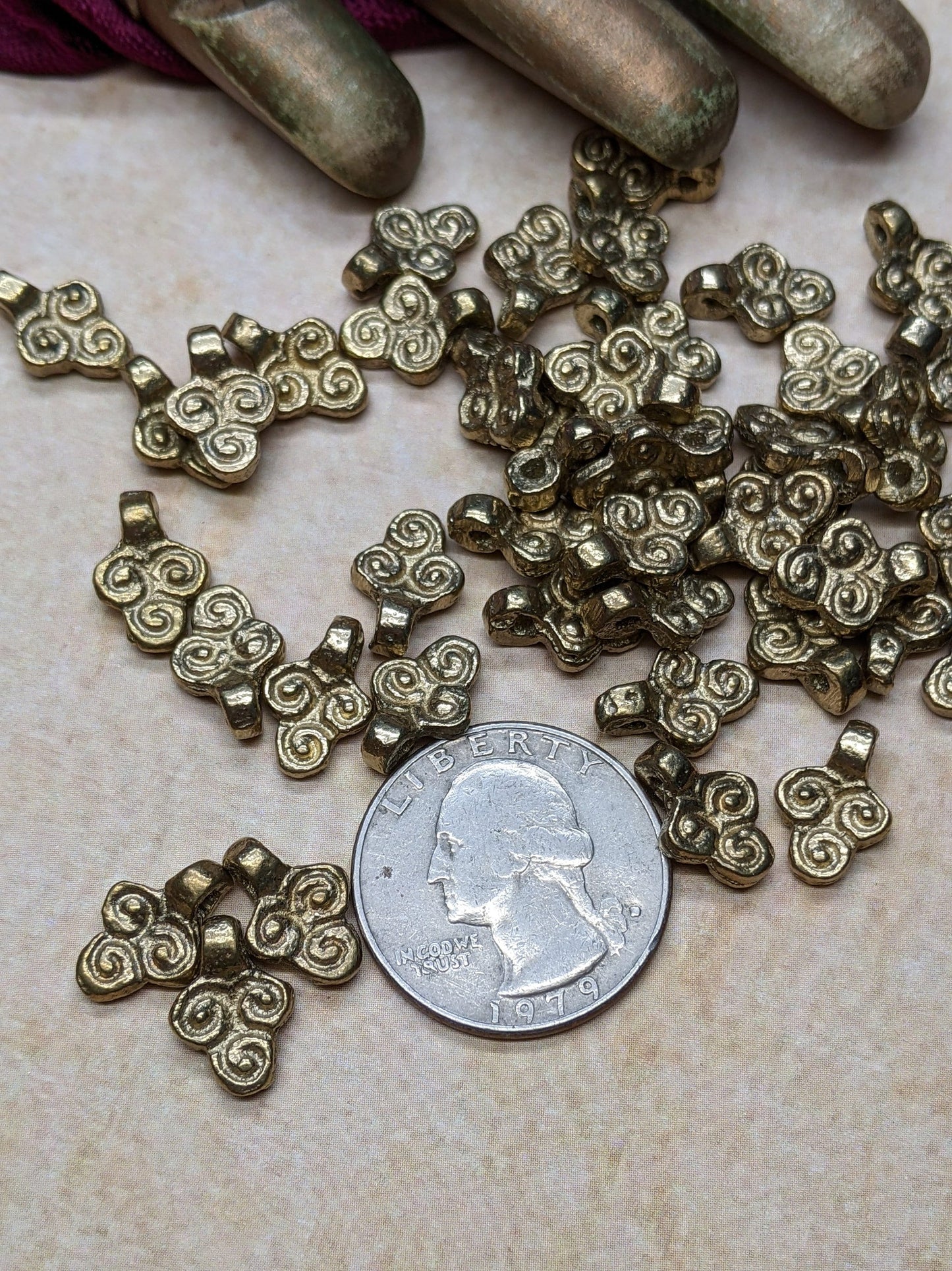 Golden Brass Charms 12x9mm Jewelry Macramé Supplies Pick Quantity