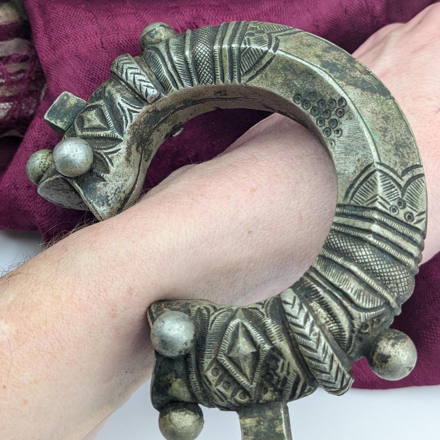 Old Afghan Pakistan Tirah Valley Bracelet Unique Makara Jewelry 6.25" (17314)