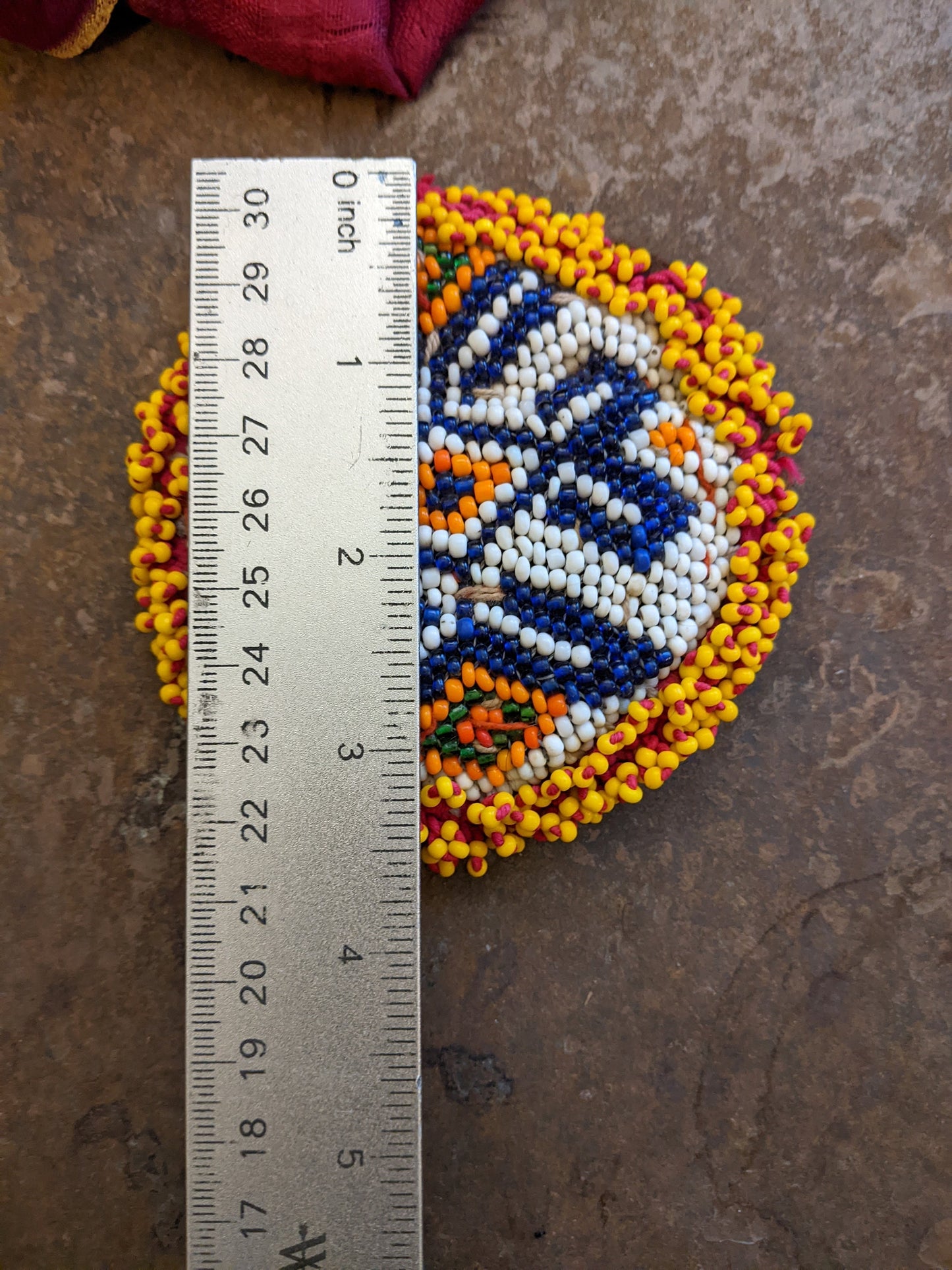 Vintage Kuchi Beaded Patch Tribal Evil Eye Talisman 3.5" Felted Animal Hair Backing (#10141)