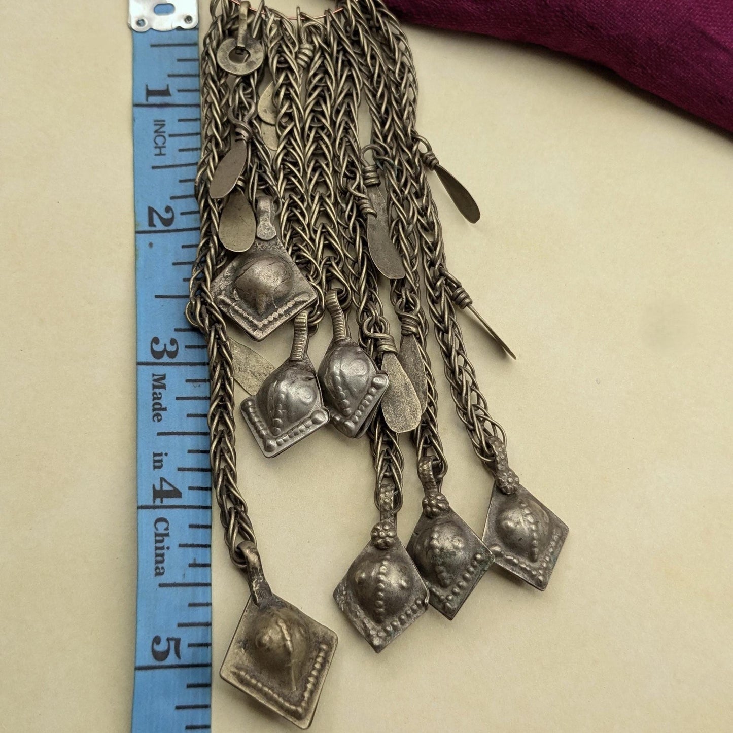 Afghan Tribal Jewelry Buds with Chain Oxidized Unique Vintage 7 Pieces (17367)