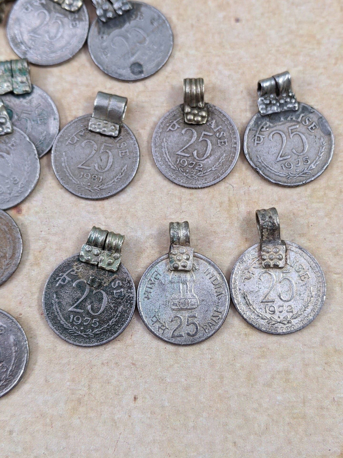 Vintage Banjara Tribal Indian Coins with Bails/Loops Paise Pick Quantity