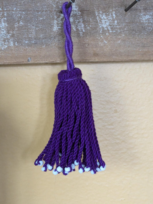 Deep Purple Tassel Central Asian Traditional Turkmen Textile Adornment (17080)