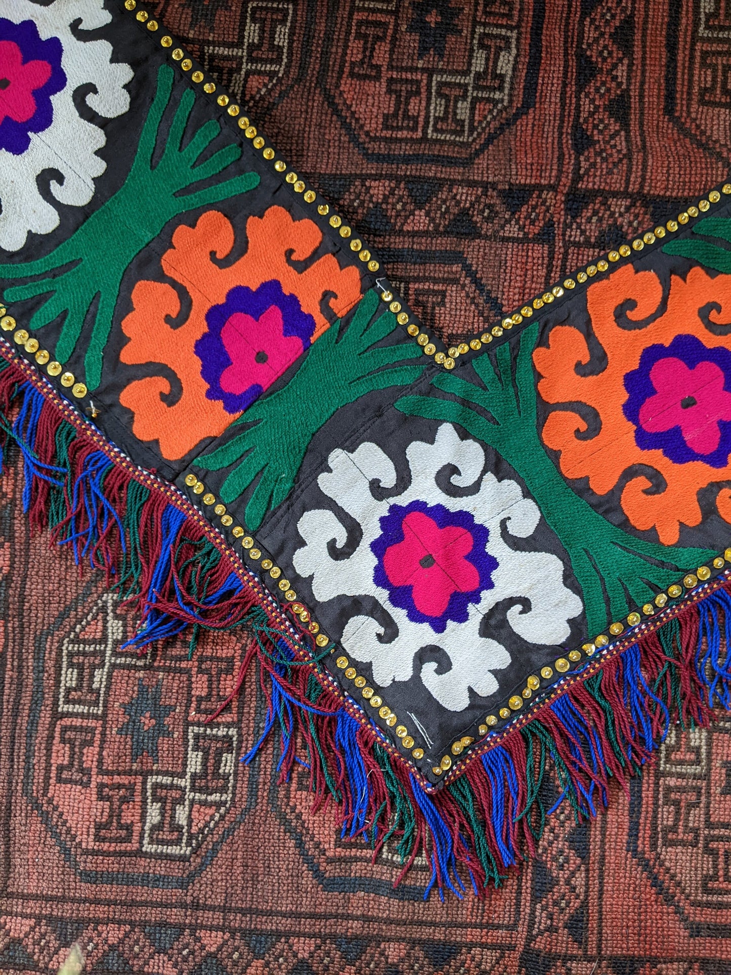 Uzbek Suzani Saya Saye Gosha Textile Segusha Central Asian Embroidery (#14275)