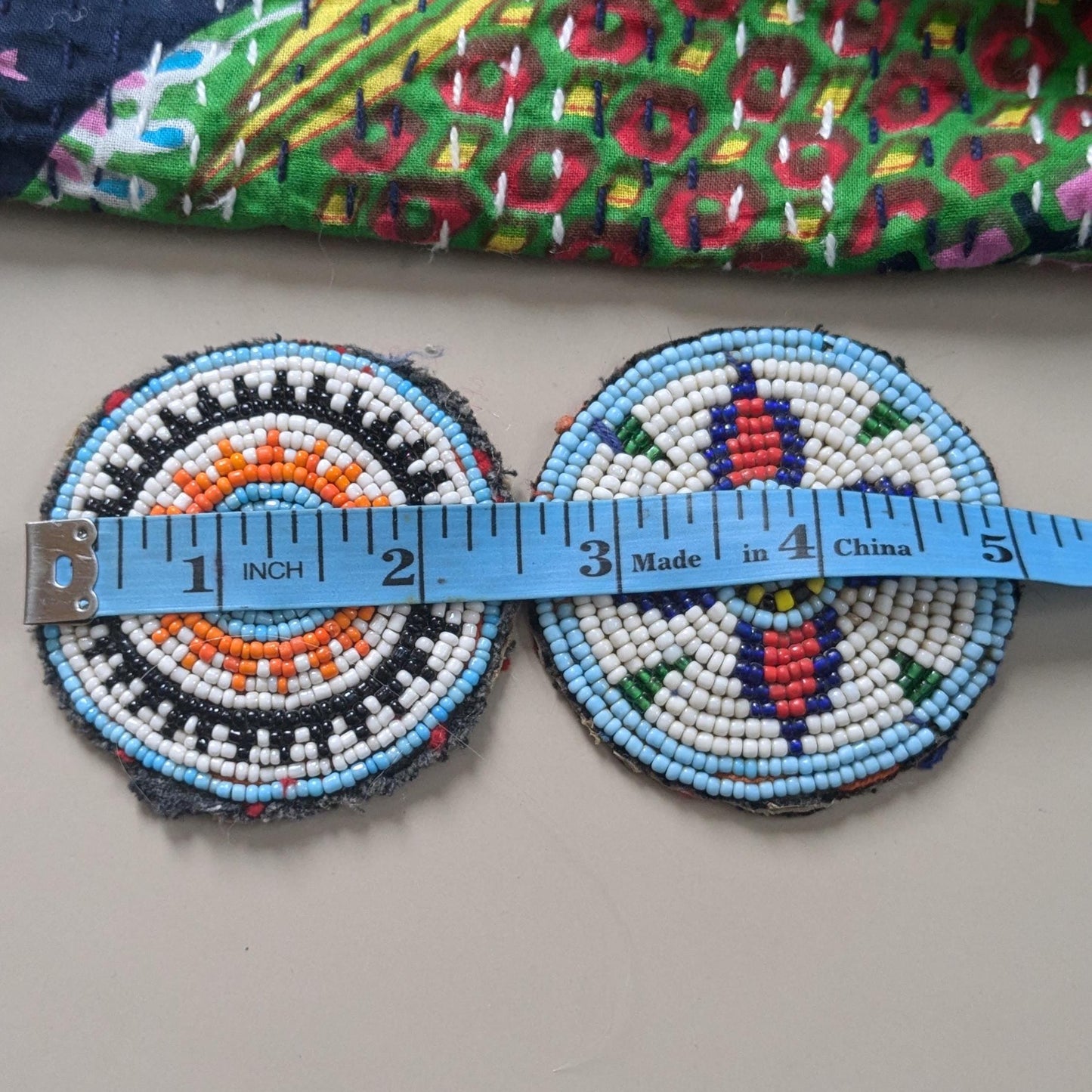 Vintage Beaded Kuchi Tribal Gul Flowers Patches Mismatched 2.5" (17269)