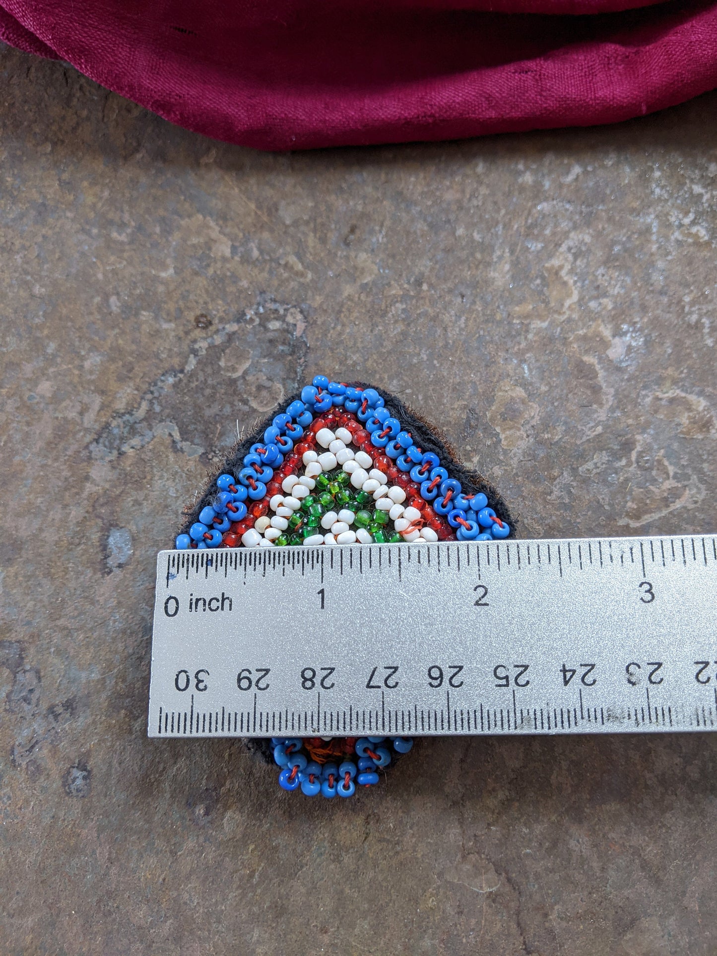 Small Vintage Kuchi Beaded Patch Felted Animal Hair Evil Eye Talisman (#10117)