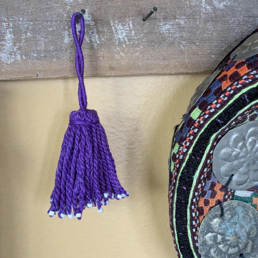 Medium Purple Tassel Central Asian Traditional Turkmen Textile Adornment (17086)