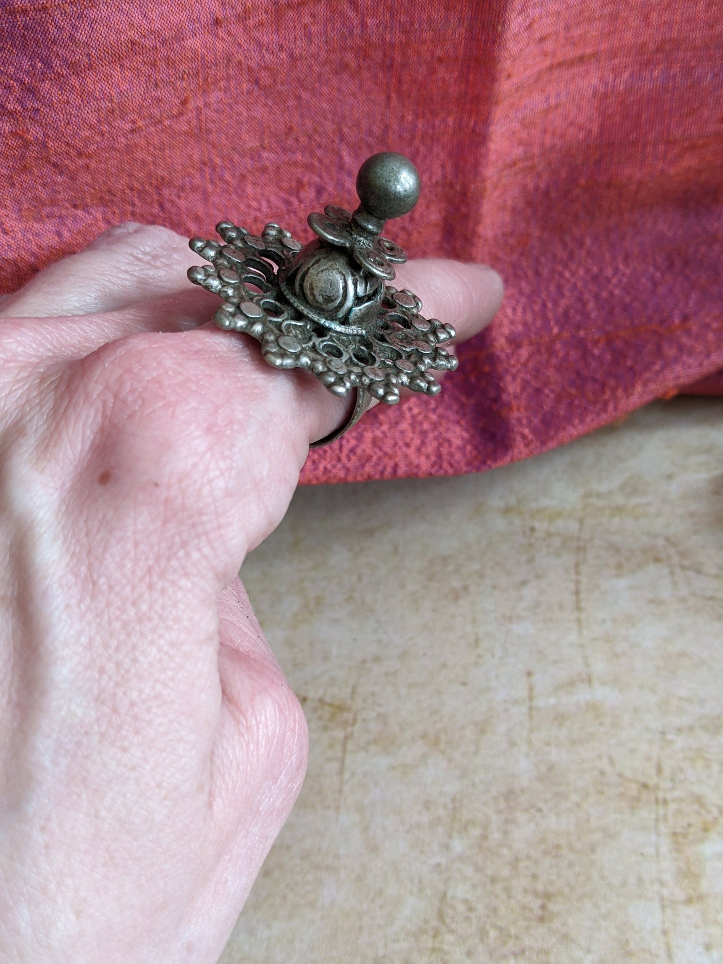 Tribal Flower Ring Bajaur Chitral Pakistan Size 7.5 US (#12696)