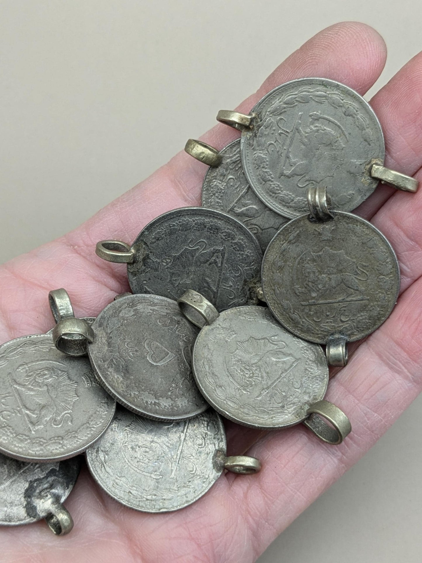 Vintage Kuchi Tribal Coins with 2 Loops Double Bail DIY Jewelry Supplies 11 Pieces (17031)