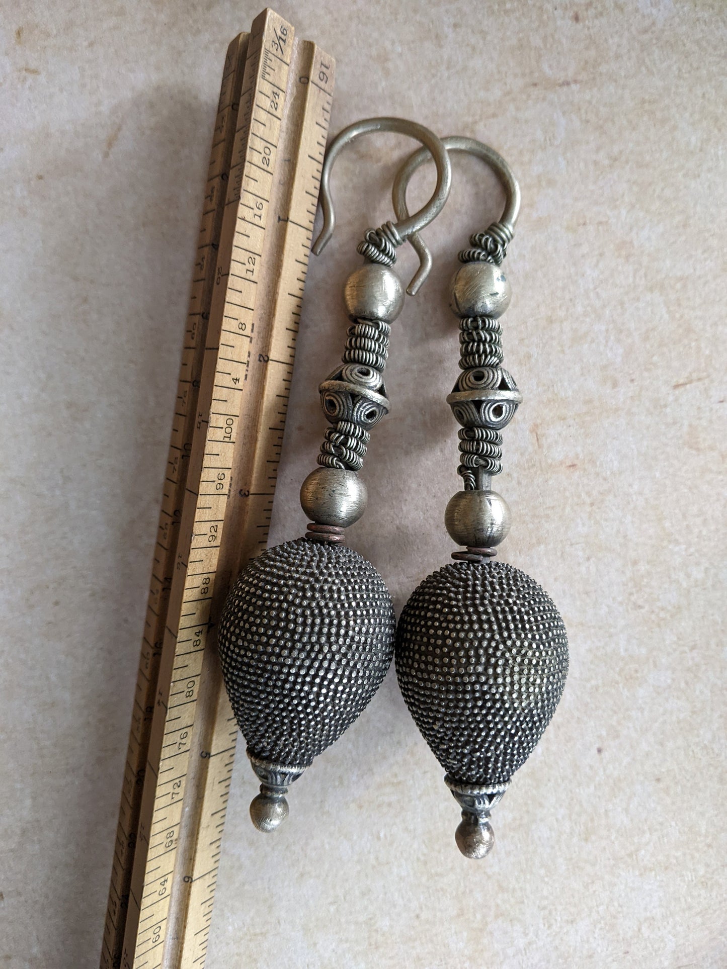 Old Vintage Nuristani Nooristani Earrings Large 10 Gauge (2.6mm) Tribal Afghan Jewelry (#12547)