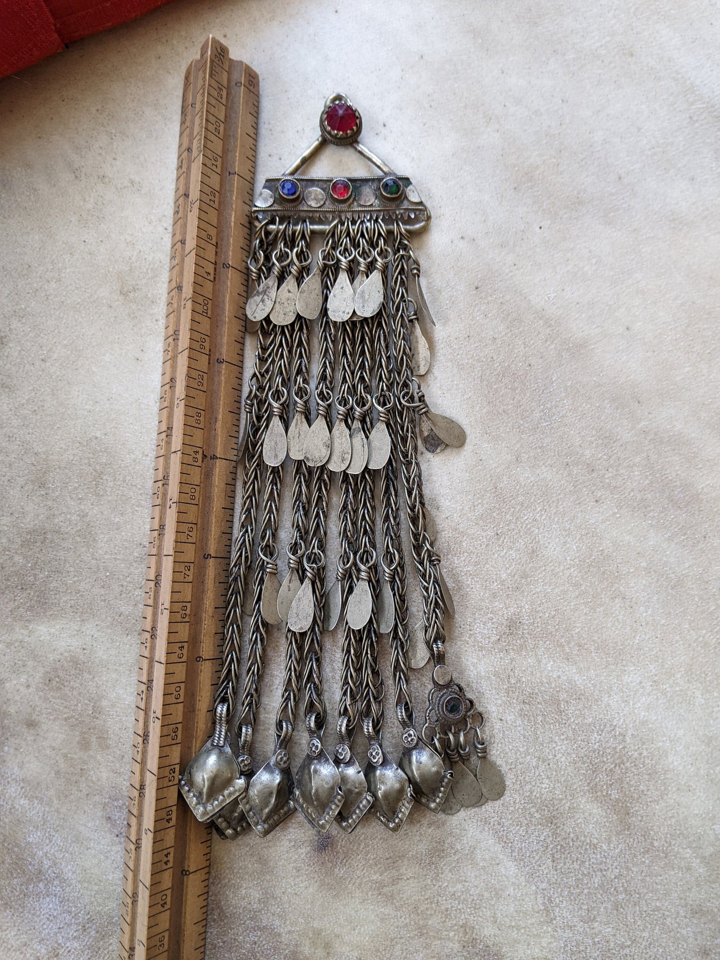 Vintage Afghan Tribal Jewelry Pendant Jingling Adornment 7.75" (15549)