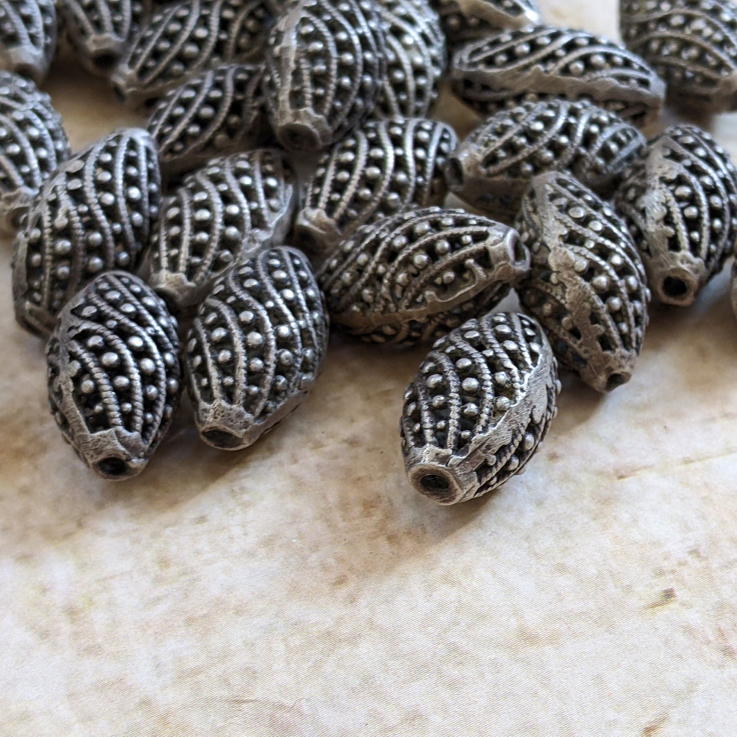 Vintage Silver Beads from Kohistan Pakistan Pick Quantity 21x12mm (15426)