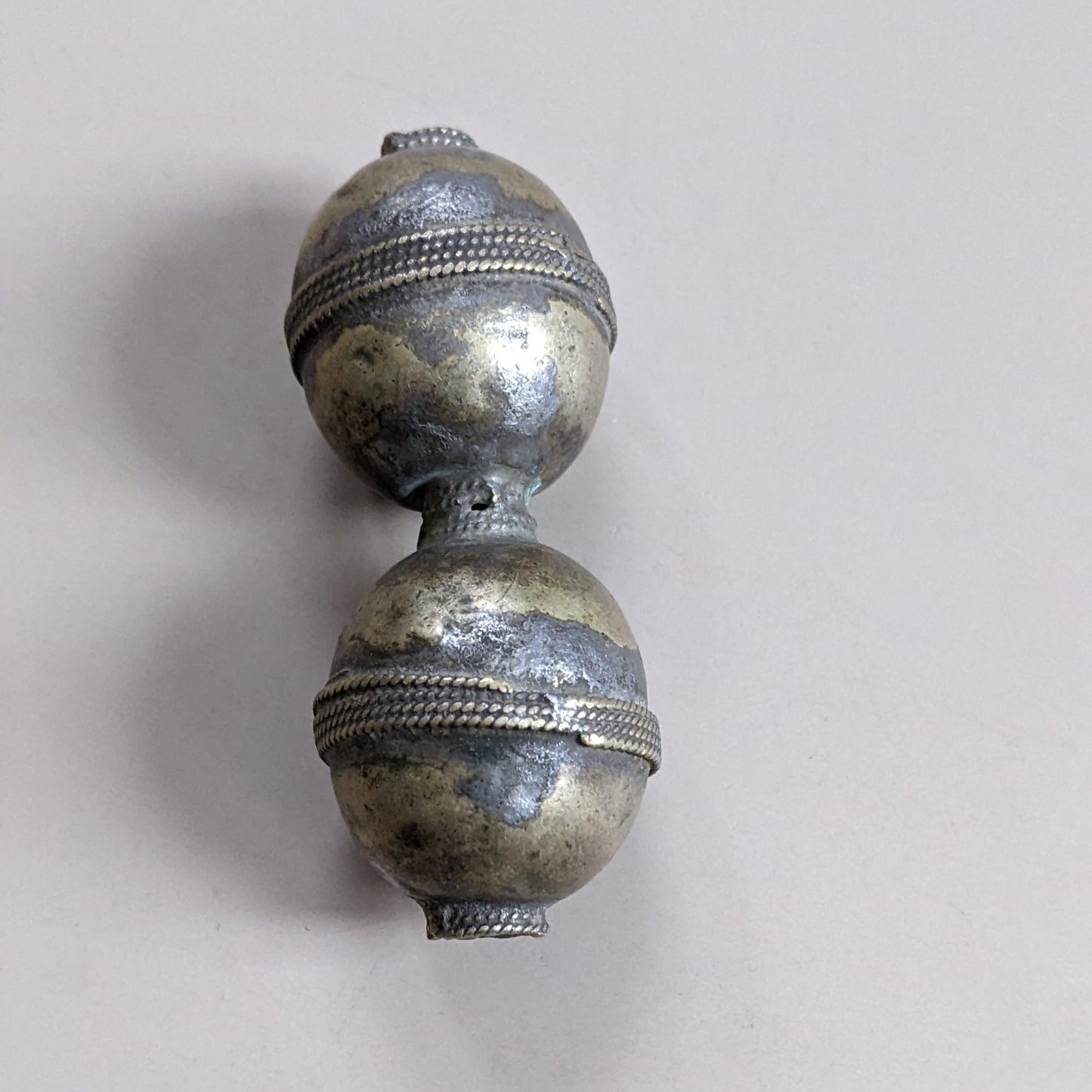 Old Central Asian Double Connected Bead Northern Afghanistan Ethnic Finding 2.75" (15254)