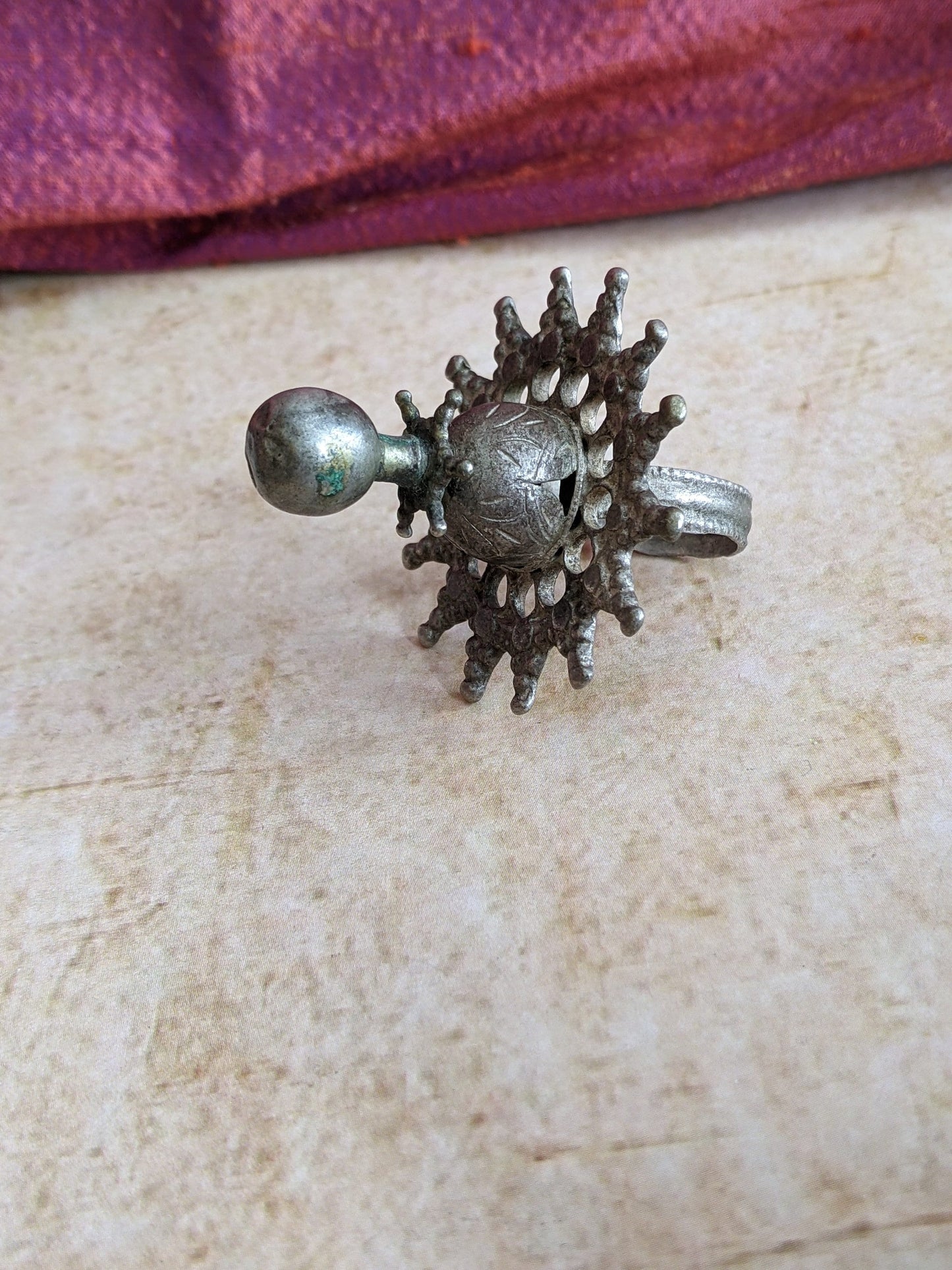 Tribal Flower Ring Bajaur Chitral Pakistan Slightly IRREGULAR Size 9.25 (#12604)