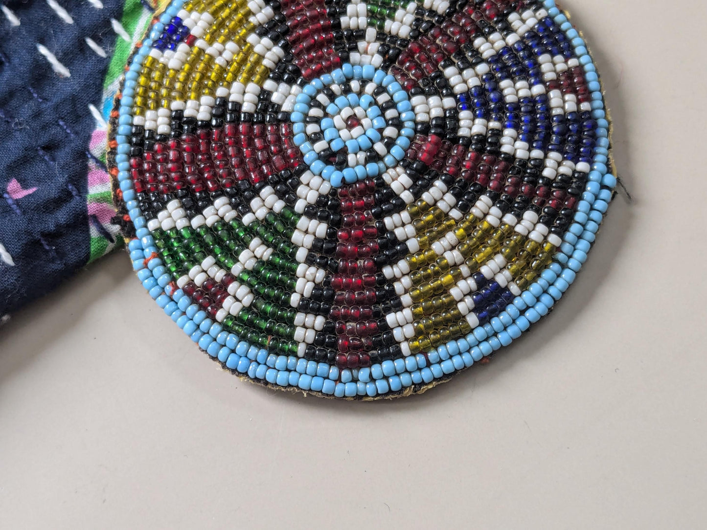 3" Beaded Gul Flower Patch Baloch Tribal Talisman Textile Adornment (17275)