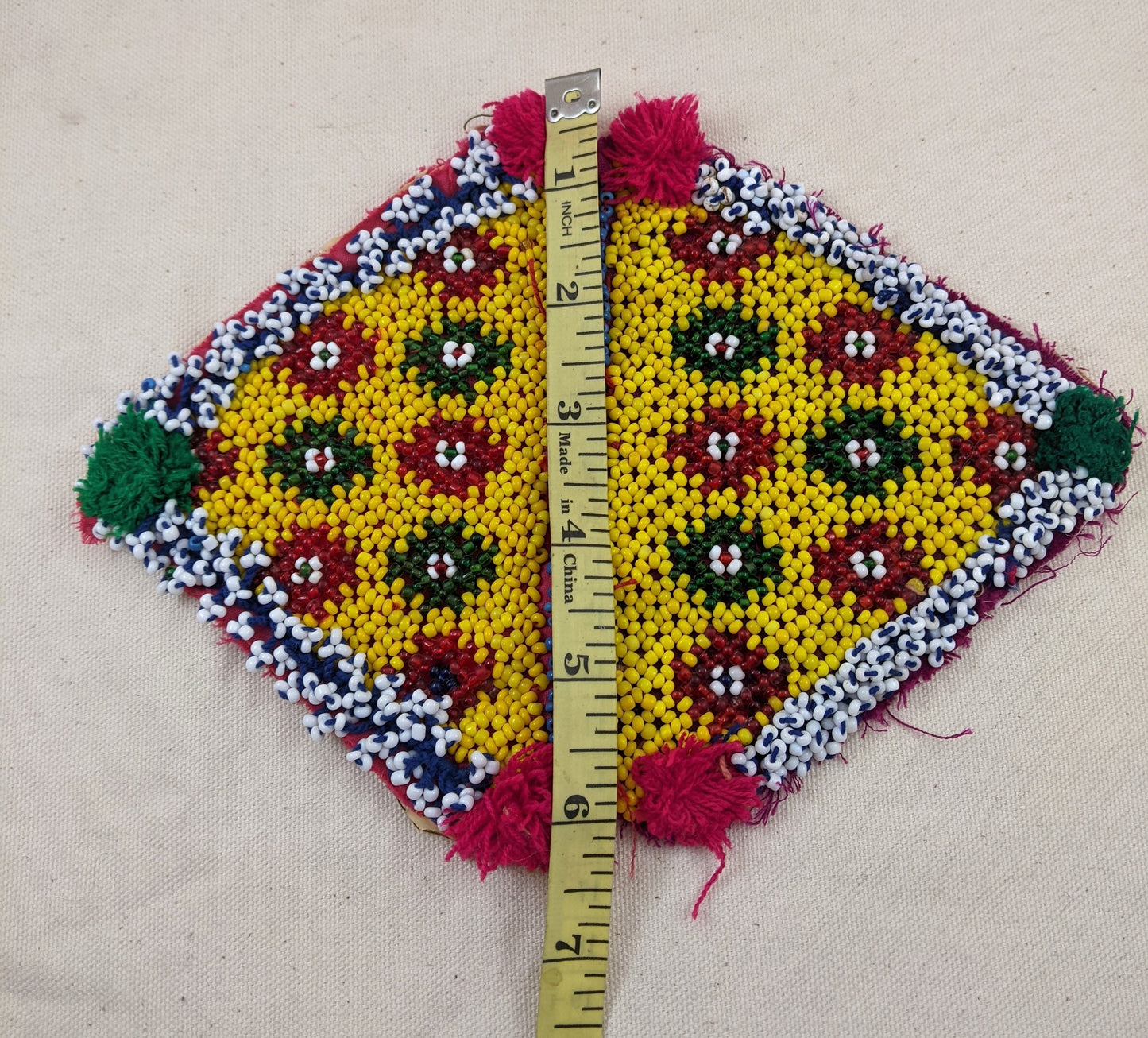 Matching Pair Beaded Triangular Kuchi Tribal Patches MAKE CRINKLING Sound (#14193)