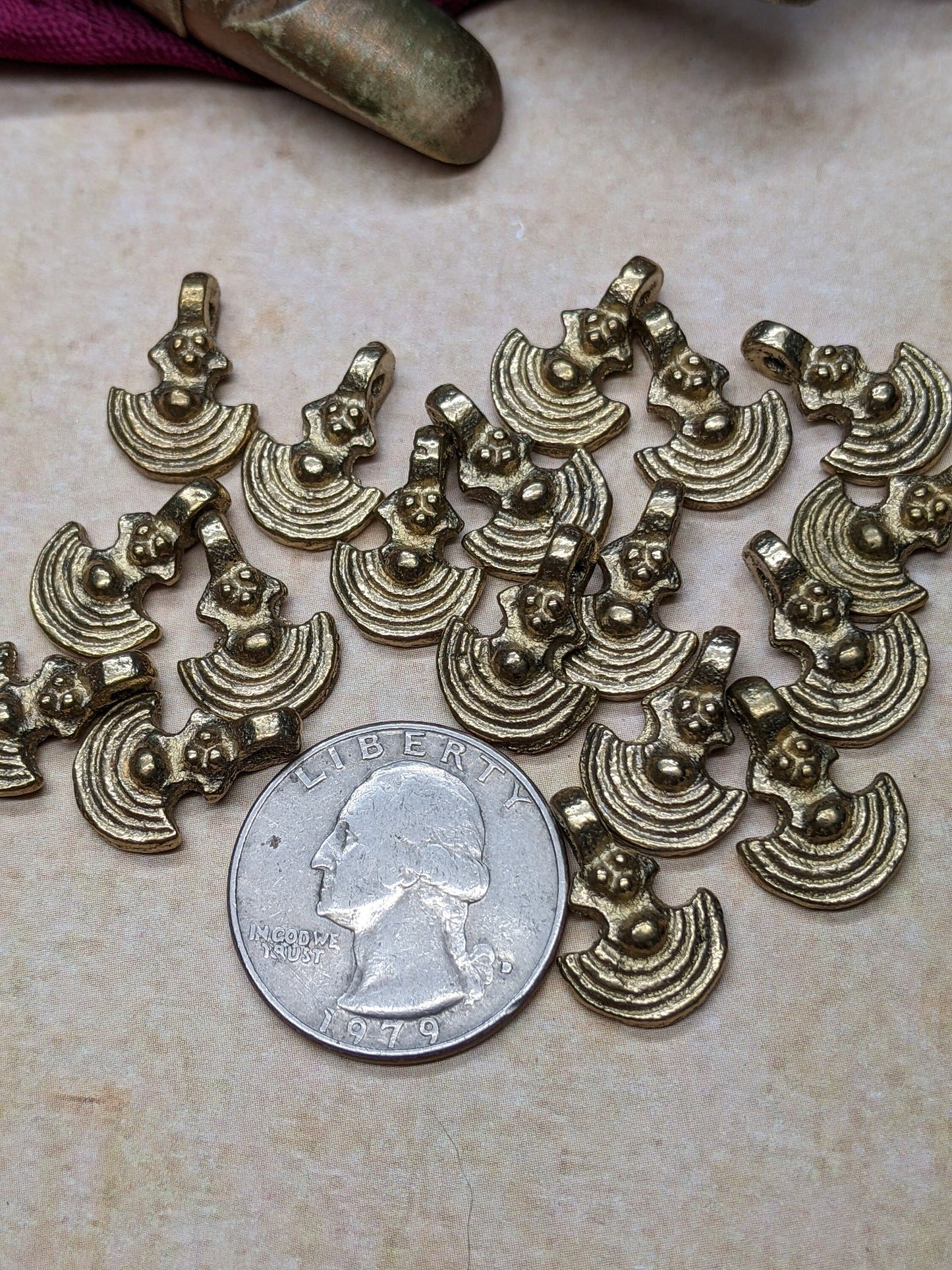 Golden Brass Charms 15x11mm Jewelry Macramé Supplies Pick Quantity