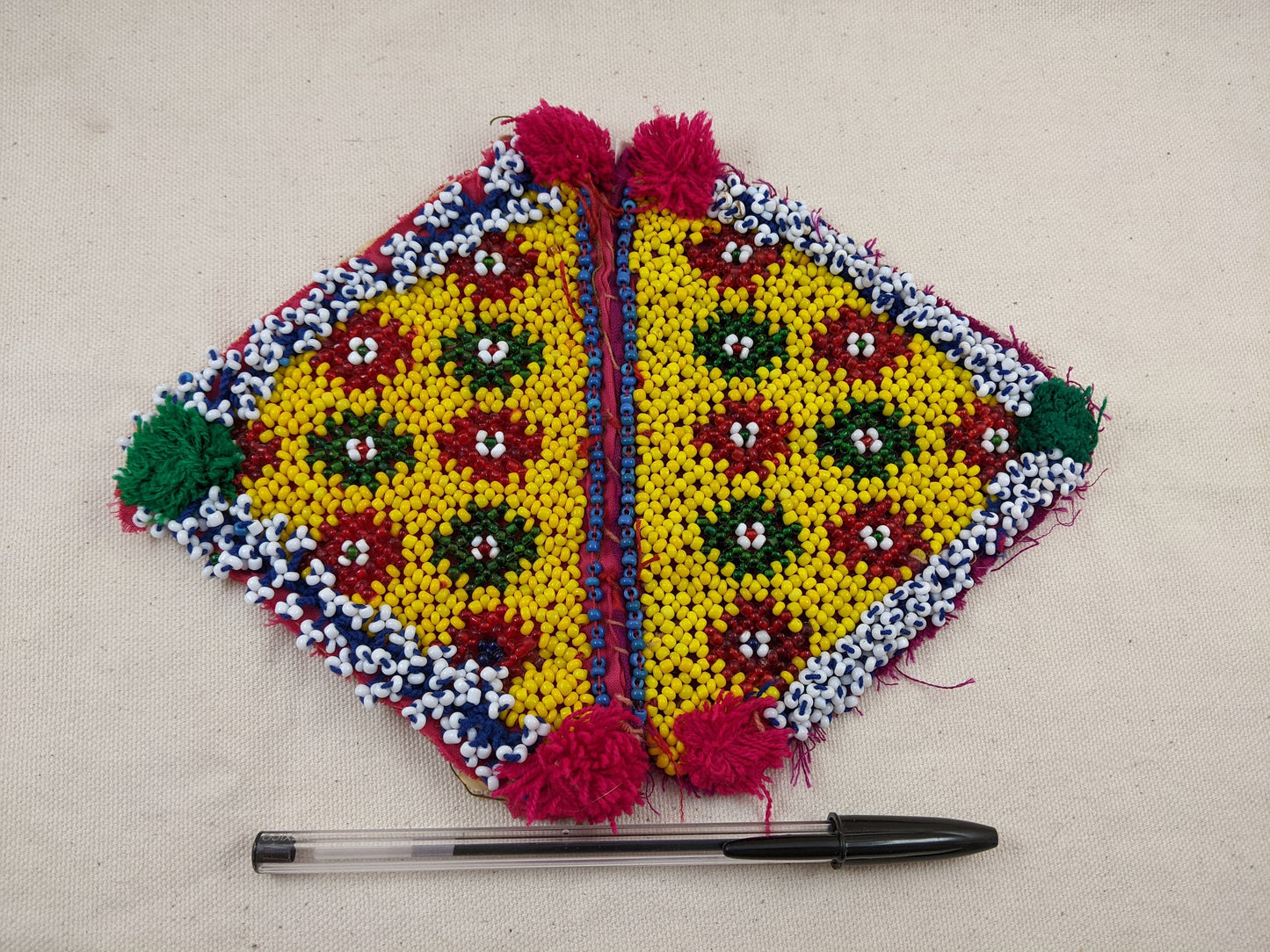 Matching Pair Beaded Triangular Kuchi Tribal Patches MAKE CRINKLING Sound (#14193)