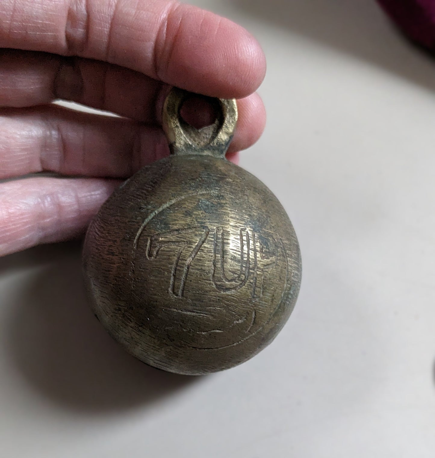 Oversize Vintage Brass Bell with 7UP Advert from Punjab (16814)