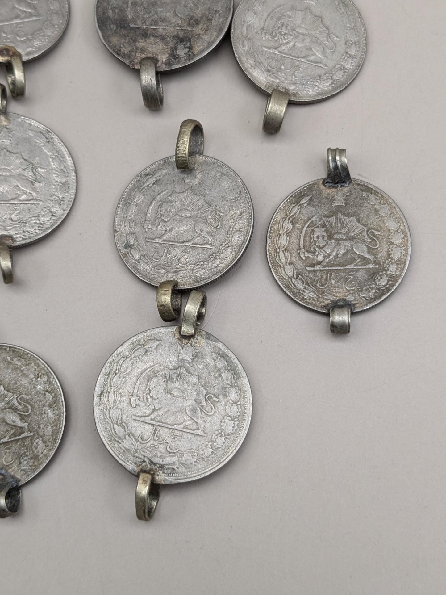 Vintage Kuchi Tribal Coins with 2 Loops Double Bail DIY Jewelry Supplies 11 Pieces (17031)