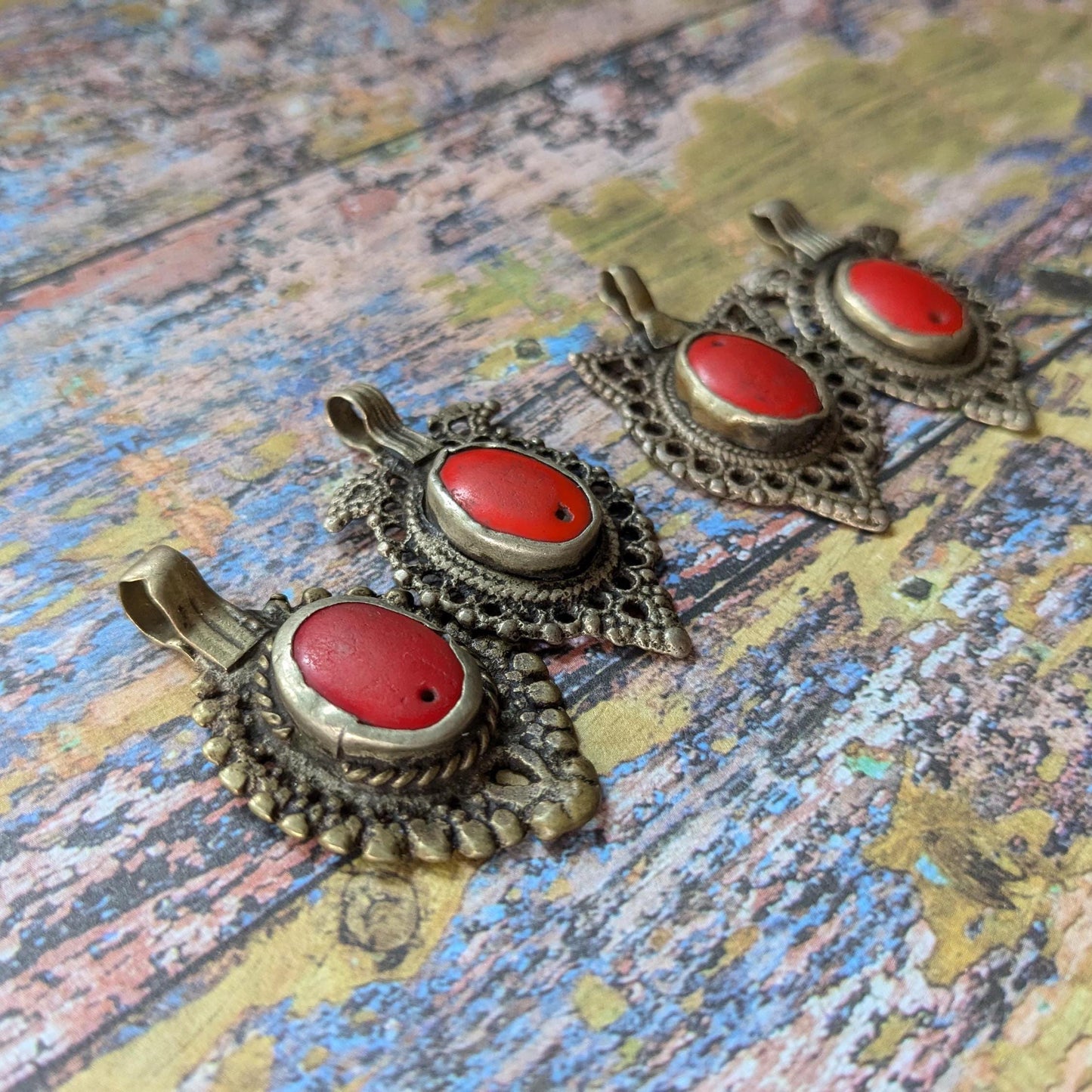 Well-Worn Vintage Tribal Pendants from Waziristan 4 Pieces (16571)