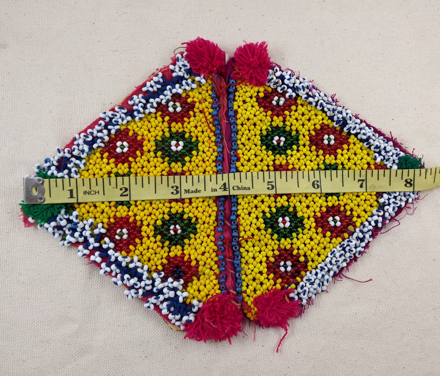 Matching Pair Beaded Triangular Kuchi Tribal Patches MAKE CRINKLING Sound (#14193)