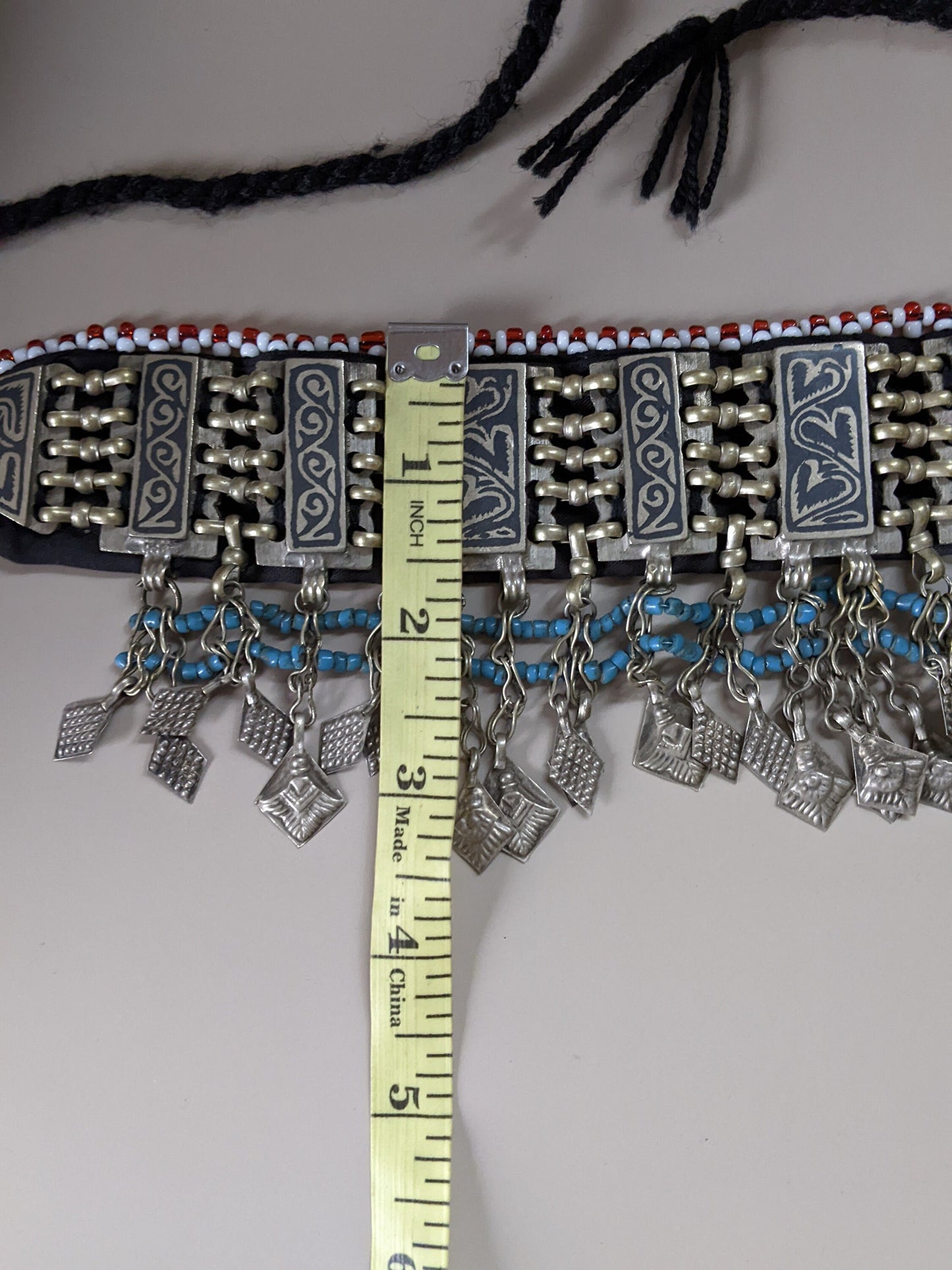 Vintage Afghan Hazara Niello Choker Ties to Adjust (#14481)