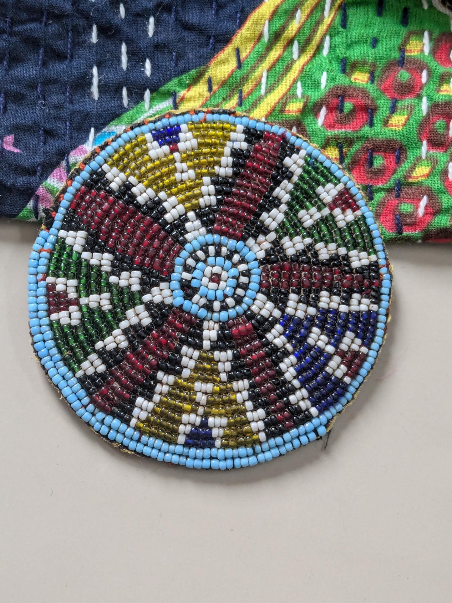 3" Beaded Gul Flower Patch Baloch Tribal Talisman Textile Adornment (17275)