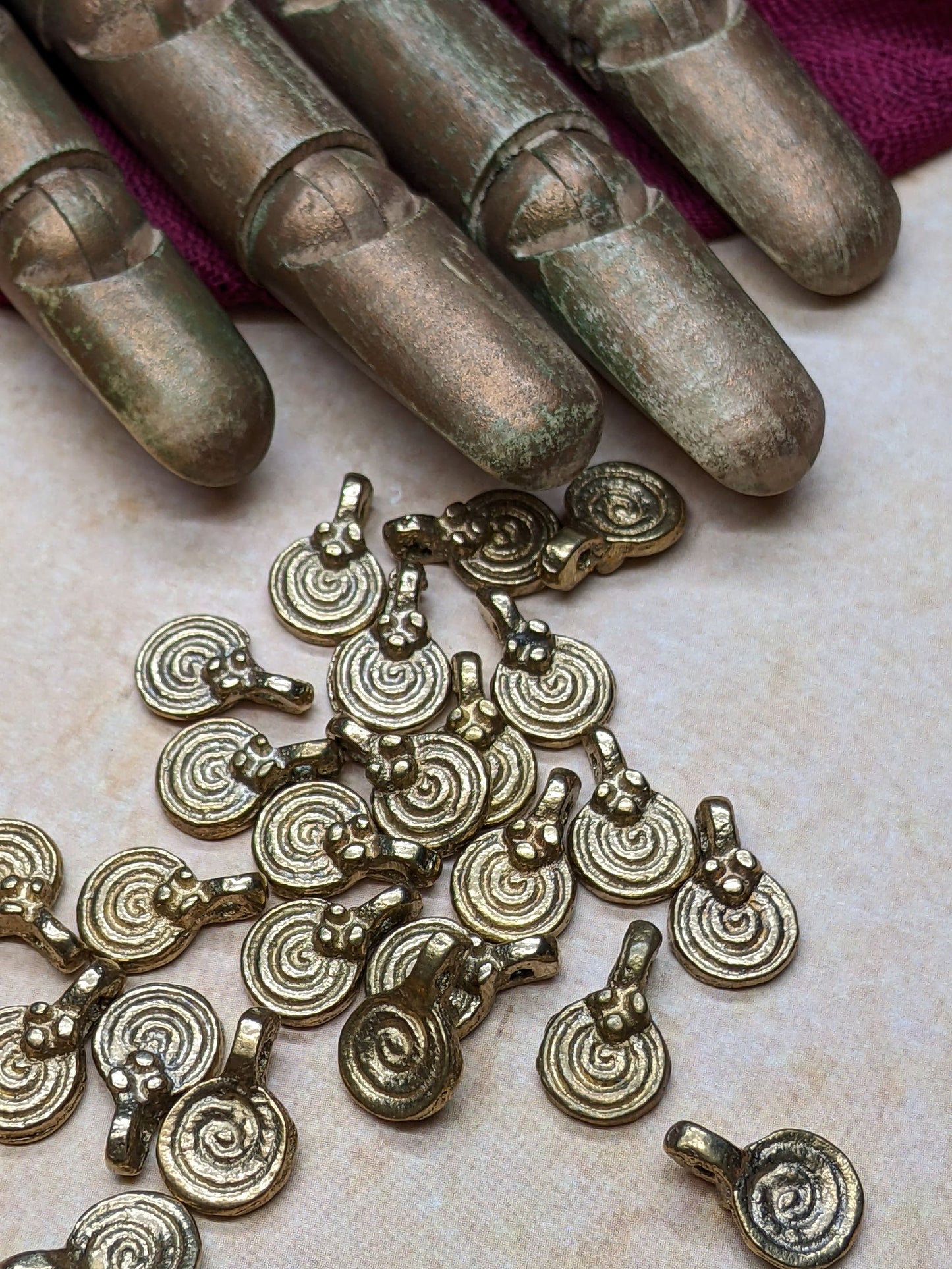 Golden Brass Spiral Charms 11x9mm Jewelry Macramé Supplies Pick Quantity