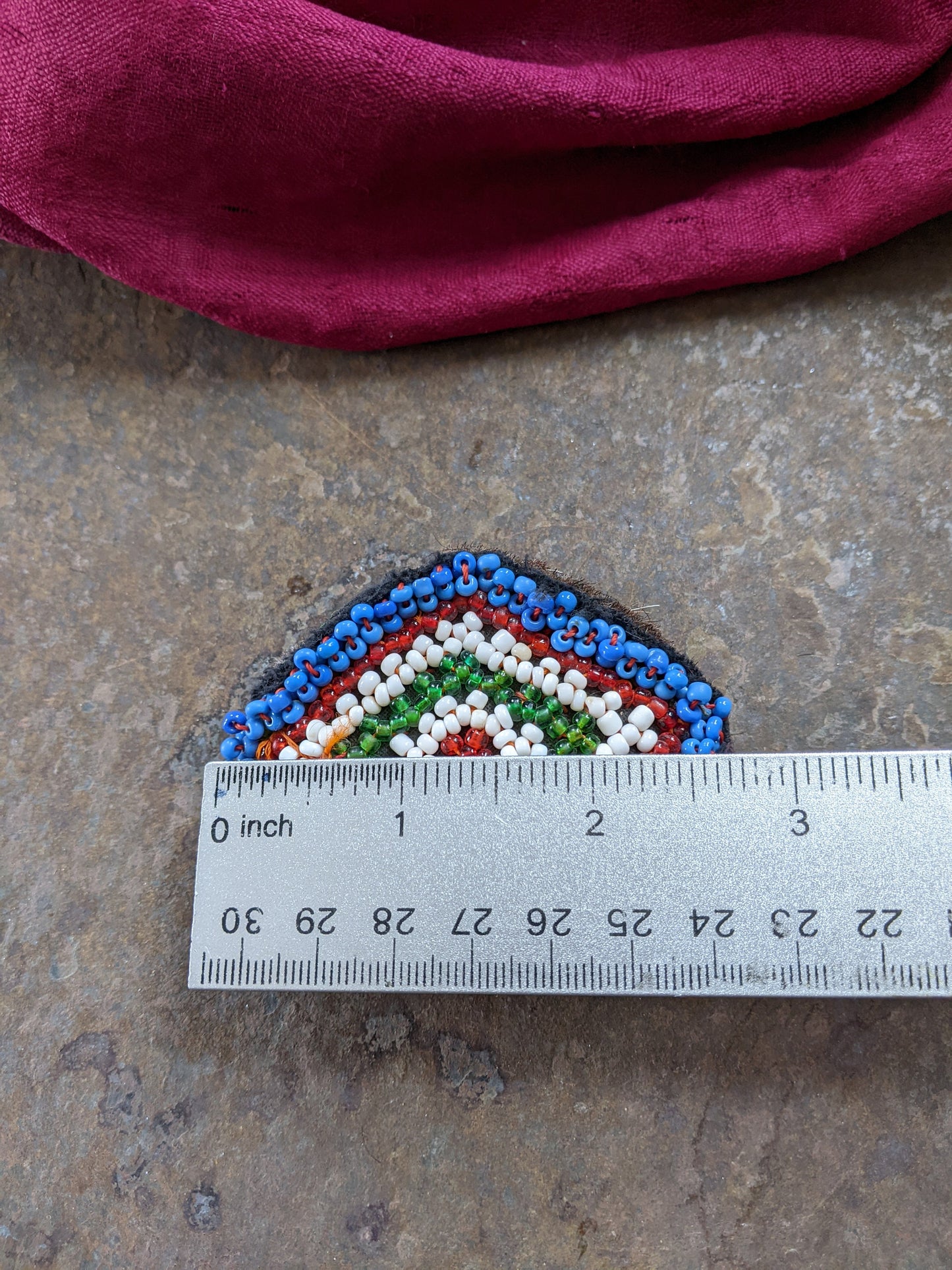 Small Vintage Kuchi Beaded Patch Felted Animal Hair Evil Eye Talisman (#10117)