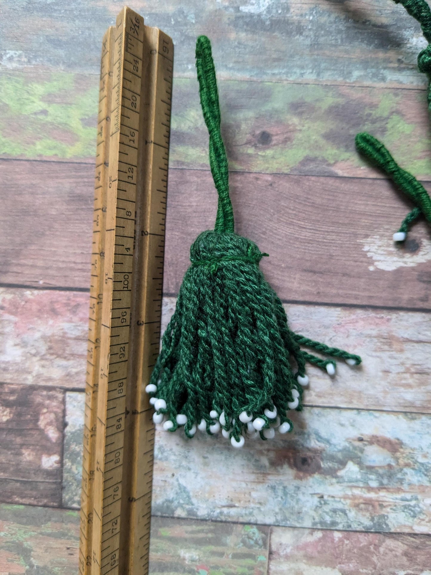 Dark Green Tassel Central Asian Traditional Turkmen Textile Adornment (17081)