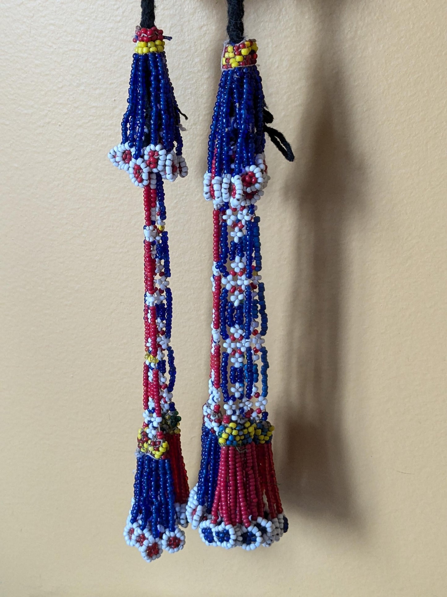 Long Beaded Tassels Kuchi Tribal Talisman with Button Fasteners 26" (17162)