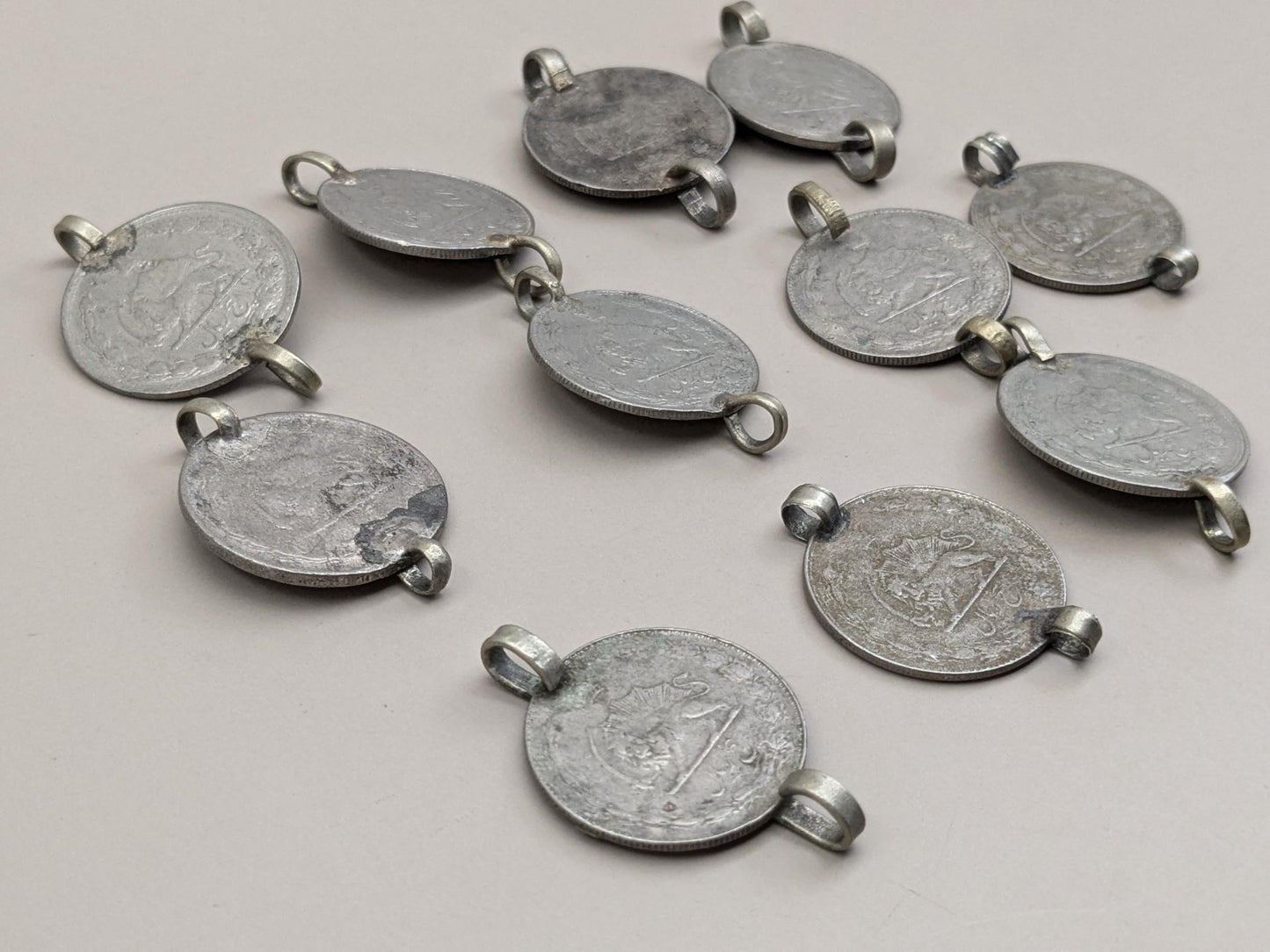 Vintage Kuchi Tribal Coins with 2 Loops Double Bail DIY Jewelry Supplies 11 Pieces (17031)