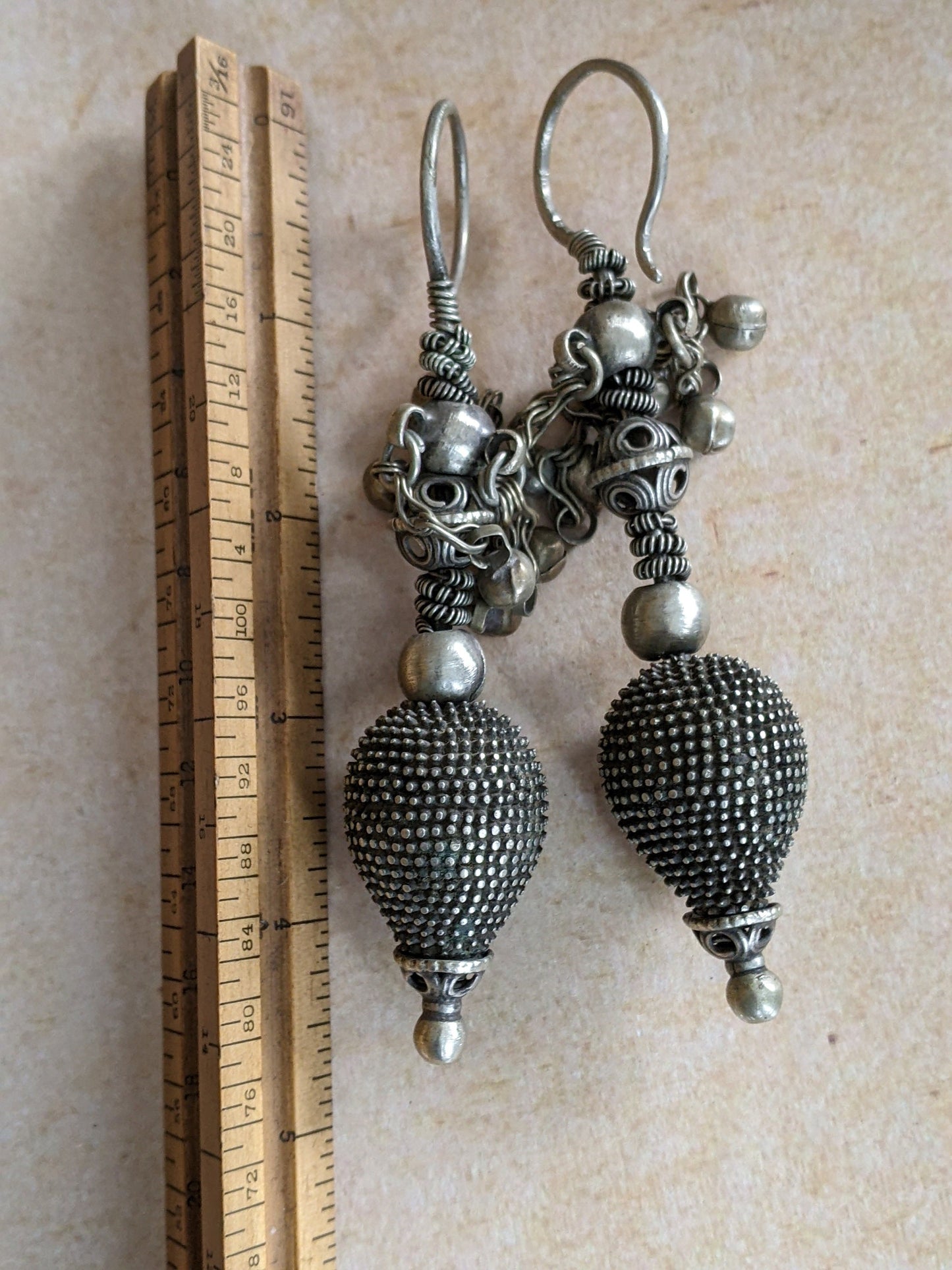 Old Vintage Nuristani Nooristani Earrings Large 12 Gauge (2mm) Tribal Afghan Jewelry (#12545)