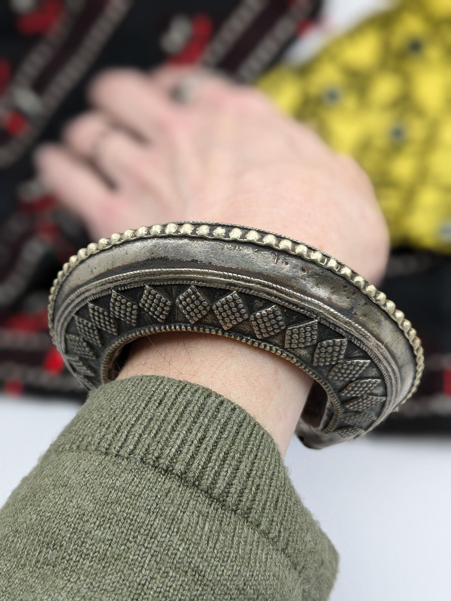 Vintage Afghan Tribal Cuff 6" Wrist Small Bracelet Unique (17323)