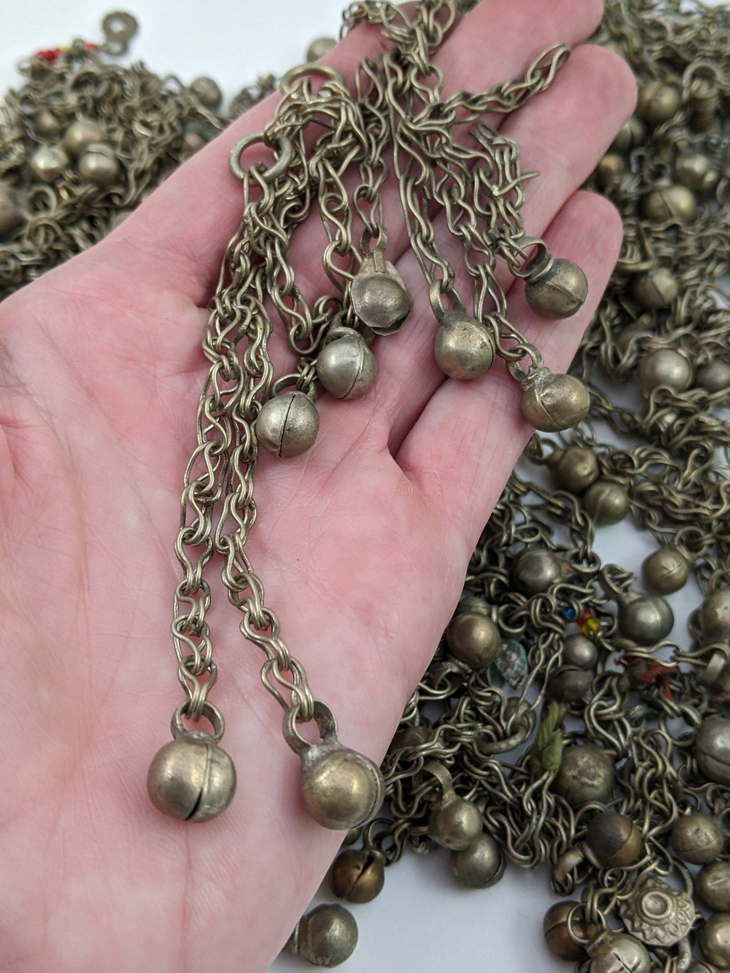 ONE POUND Wholesale Vintage Tribal Bauble 5 - 9mm Many with Chain Attached (#14255)