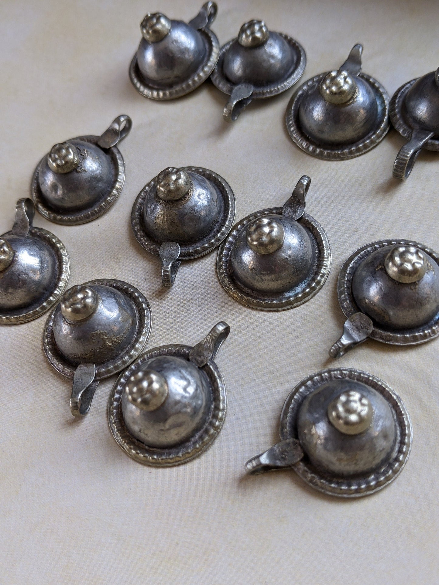 Vintage Turkoman Buttons with Bails 12 Pieces (17174)