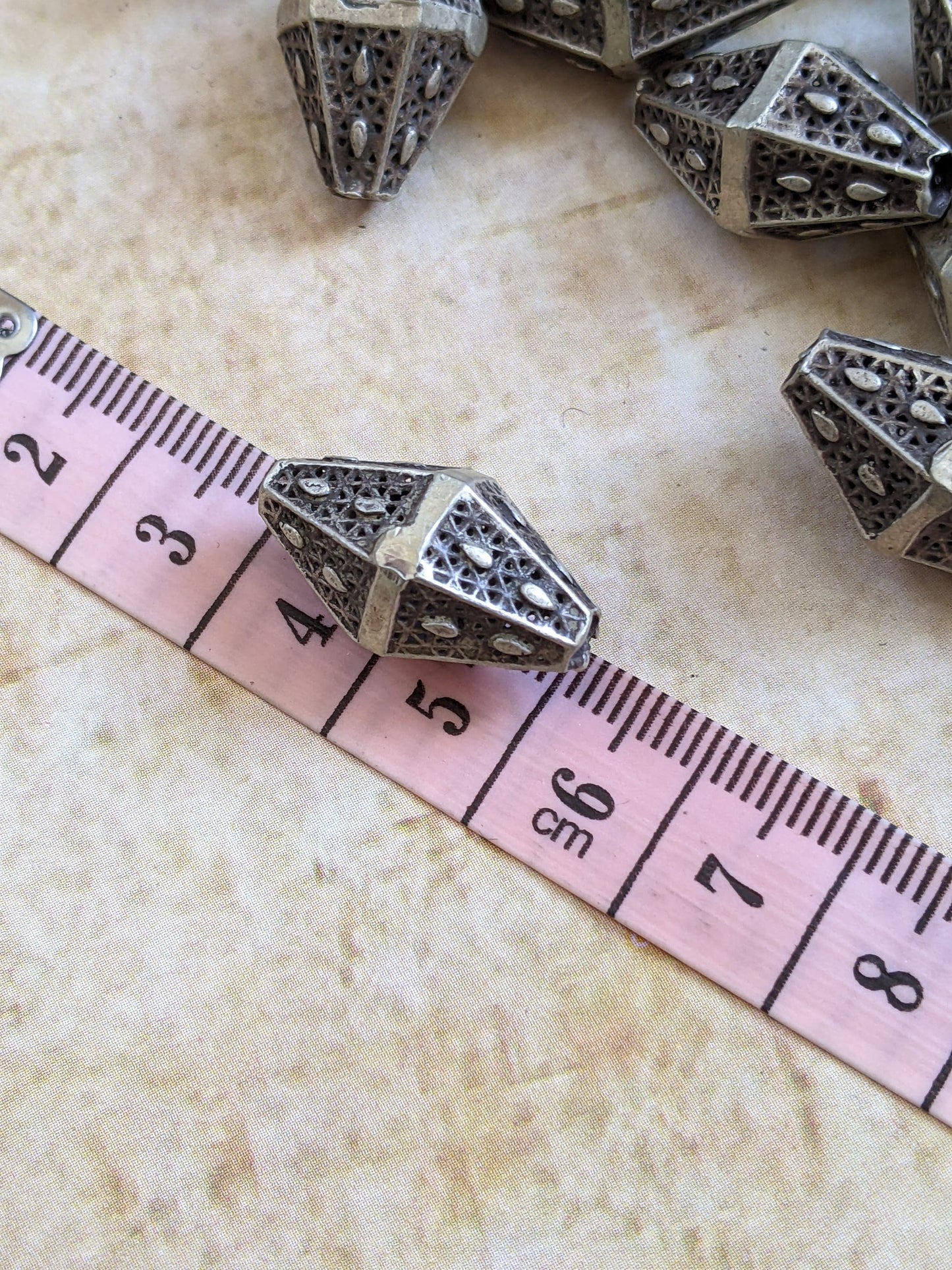 PAIR Vintage Silver Beads from Kohistan Pakistan By the Pair 21x12mm (15428)