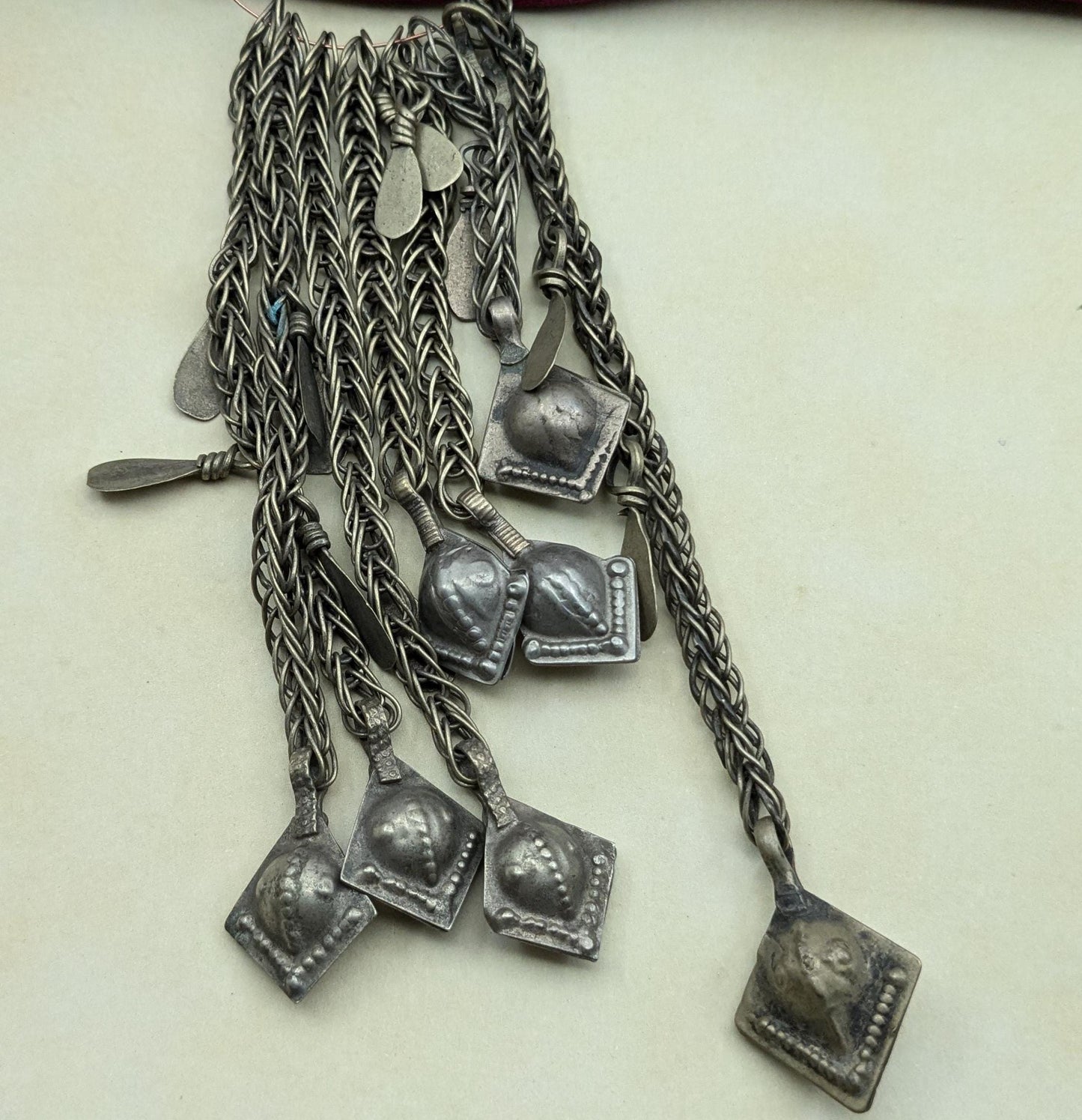 Afghan Tribal Jewelry Buds with Chain Oxidized Unique Vintage 7 Pieces (17367)