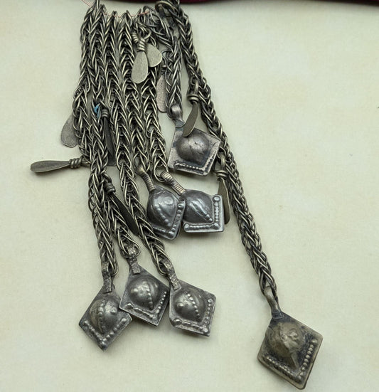 Afghan Tribal Jewelry Buds with Chain Oxidized Unique Vintage 7 Pieces (17367)