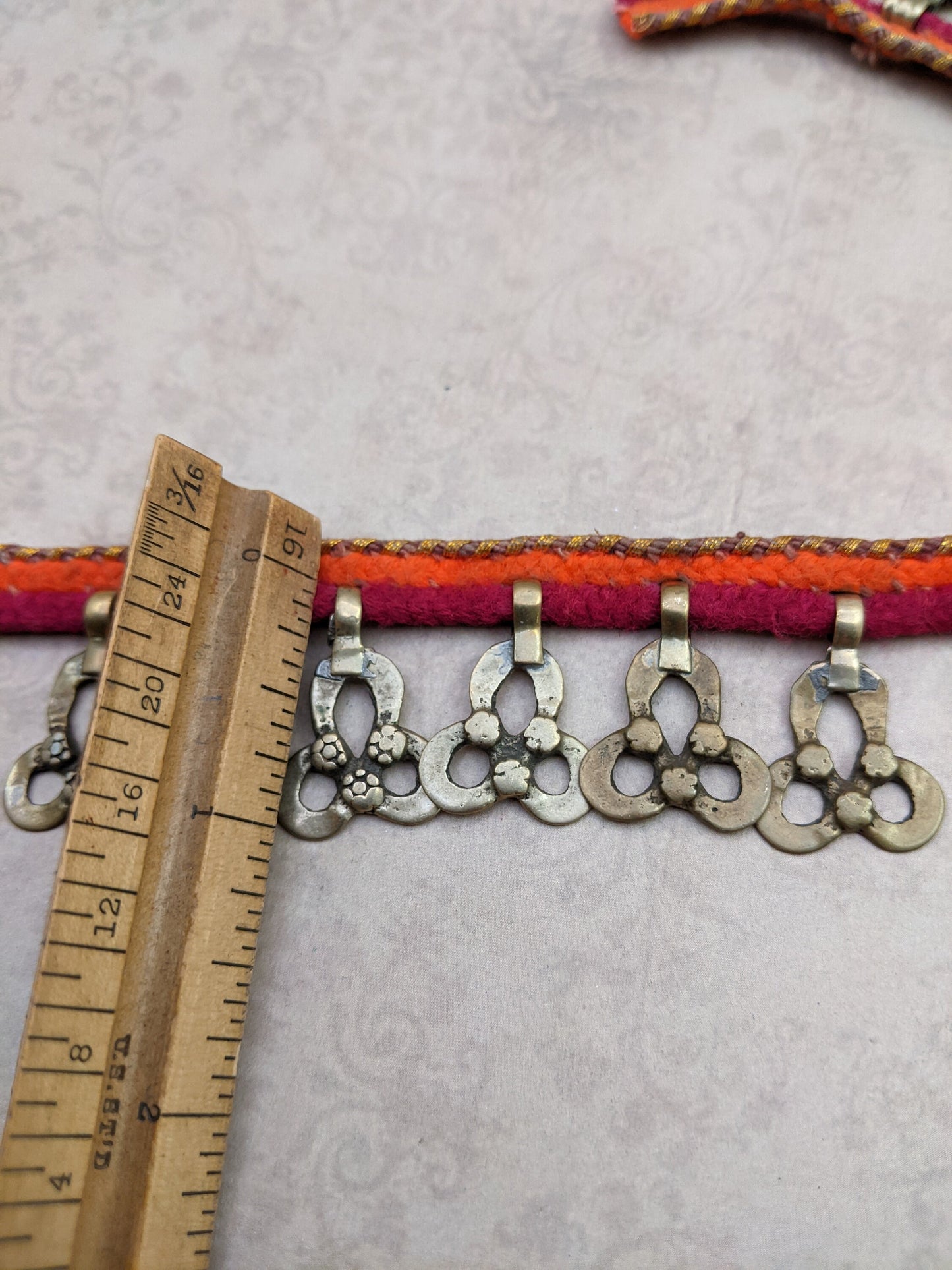 Vintage Kashmiri Tribal Findings Charms 28 Pieces 24.5" Trim (#13789)